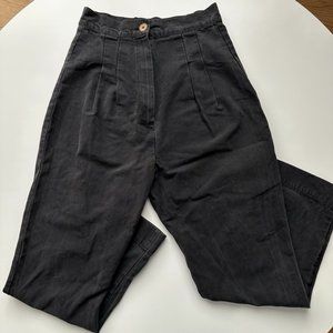 Ilana Kohn Black Twill Pleated High Rise Pants Minimalist Made in USA size 6